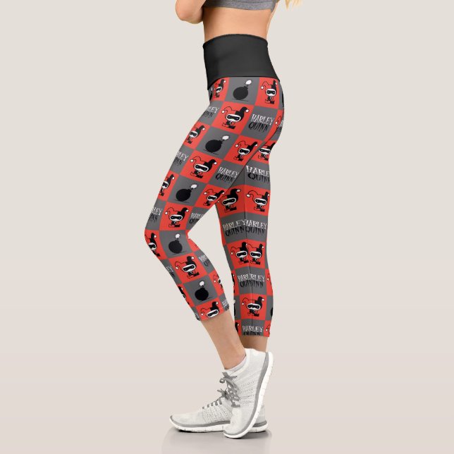 Chibi Harley Quinn Schachbrett Pattern Capri Leggings (Links)