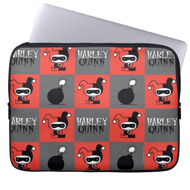 Chibi Harley Quinn Schachbrett Pattern Laptopschutzhülle (Vorderseite)