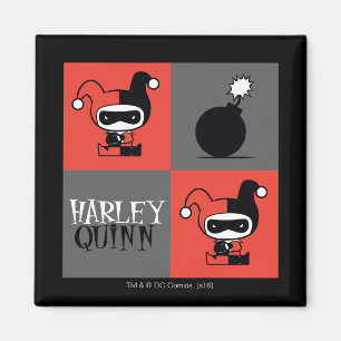 Chibi Harley Quinn Schachbrett Pattern Magnet