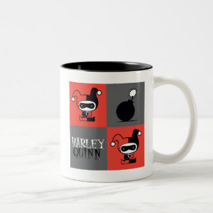Chibi Harley Quinn Schachbrett Pattern Zweifarbige Tasse