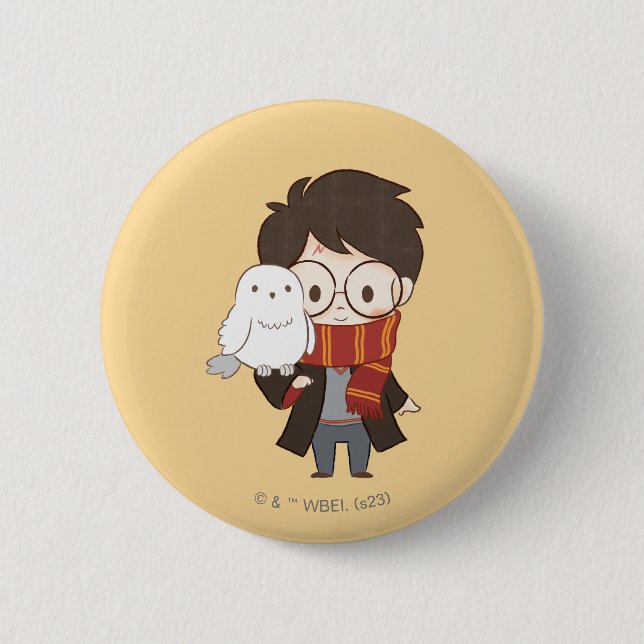 Chibi HARRY POTTER™ & Hedwig Button (Vorderseite)