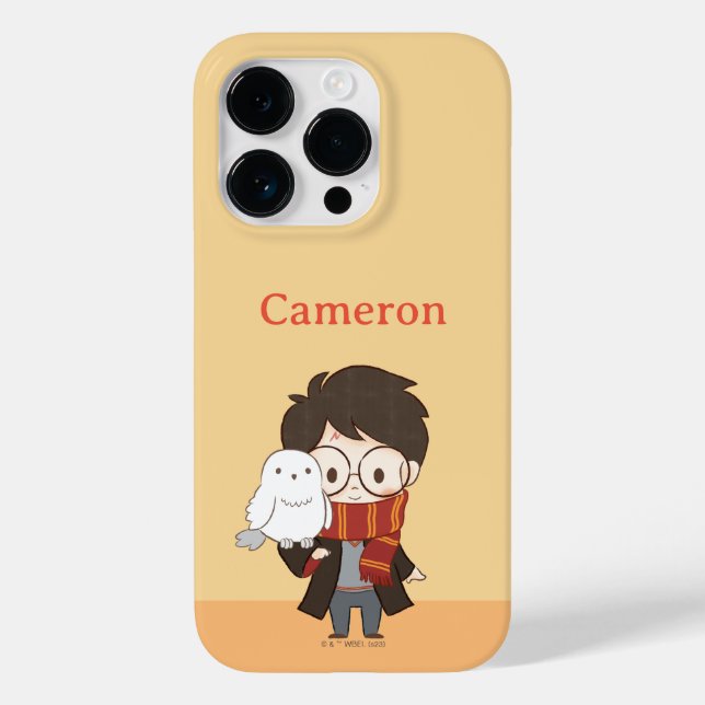 Chibi HARRY POTTER™ & Hedwig Case-Mate iPhone 14 Pro Hülle (Rückseite)