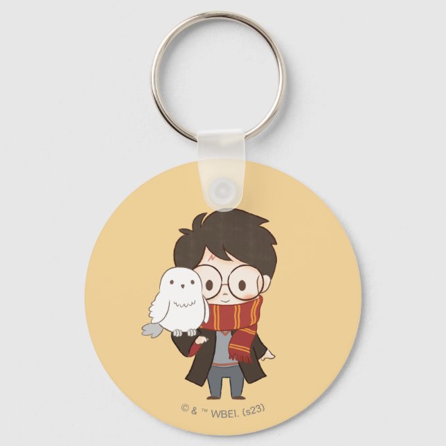 Chibi HARRY POTTER™ & Hedwig Schlüsselanhänger (Vorderseite)