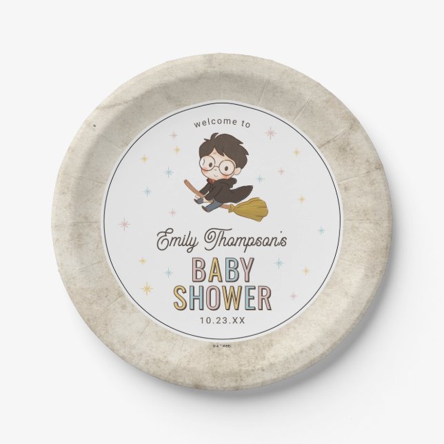 Chibi Harry Potter Wizard Baby Shower Pappteller (Vorderseite)