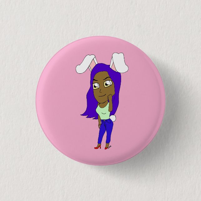 Chibi-Häschen-Mädchen Button (Vorderseite)