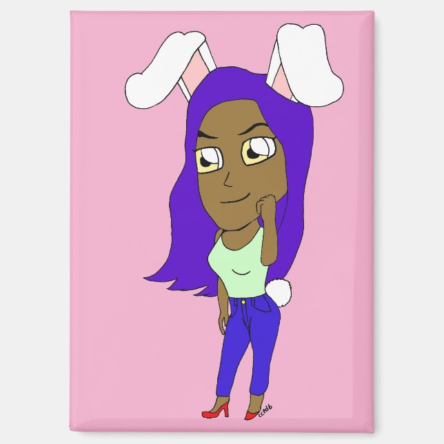 Chibi-Häschen-Mädchen Magnet (Vorderseite)