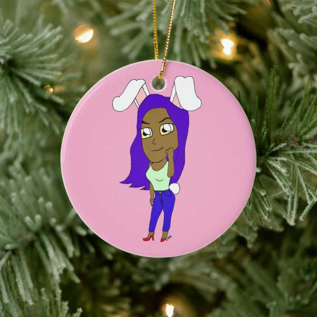 Chibi-Hasenmädchen Keramik Ornament (Baum)