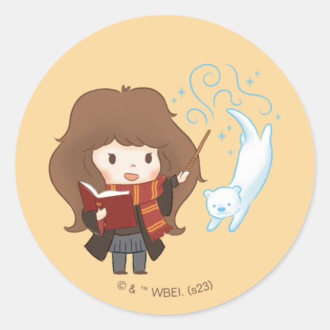 Chibi Hermione Granger Patronus Runder Aufkleber (Vorderseite)