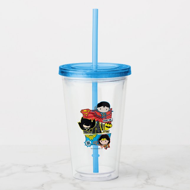 Chibi Heroes bereit zum Handeln! Acryltrinkbecher (Vorderseite)