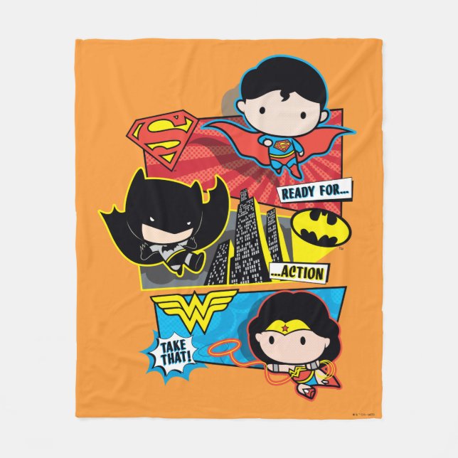 Chibi Heroes bereit zum Handeln! Fleecedecke (Vorderseite)