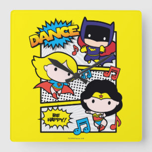 Chibi-Heroes-Tanz Quadratische Wanduhr
