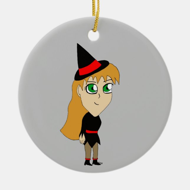 Chibi-Hexe Keramik Ornament (Vorne)