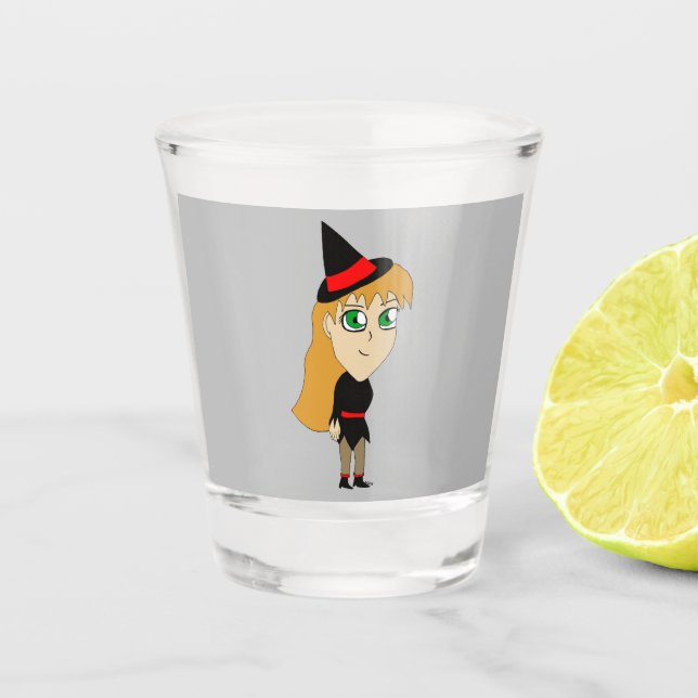 Chibi-Hexe Schnapsglas (Vorderseite)