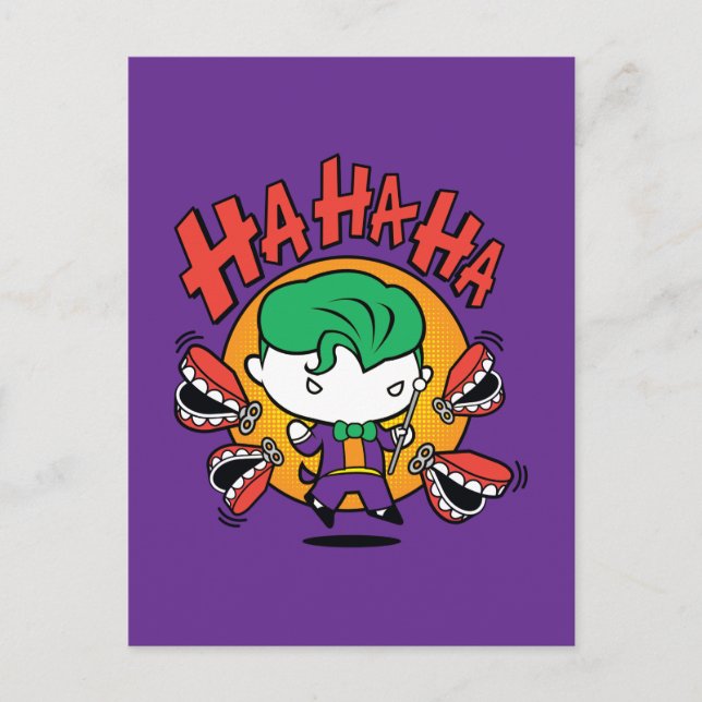 Chibi-Joker mit Spielzeugzähnen Postkarte (Vorderseite)