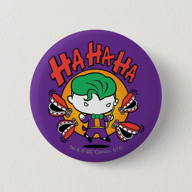 Chibi-Joker mit Spielzeugzecken Button (Vorderseite)