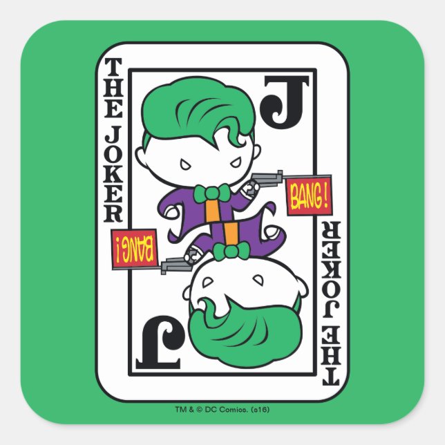 Chibi Joker Spielkarte Quadratischer Aufkleber (Vorderseite)