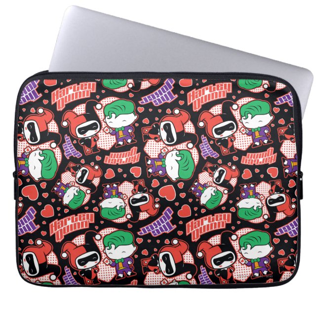 Chibi Joker und Harley Heart Pattern Laptopschutzhülle (Vorderseite)