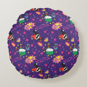 Chibi Joker und Harley Pattern Rundes Kissen