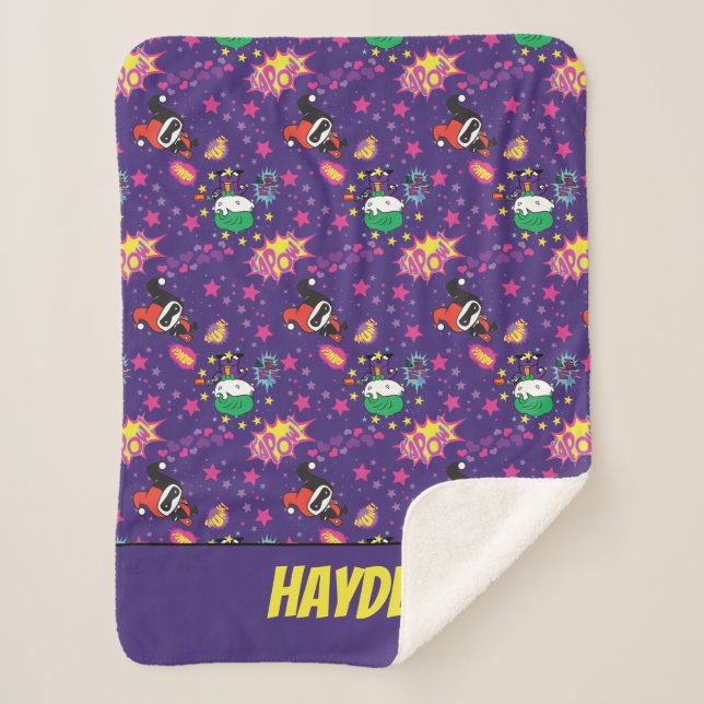 Chibi Joker und Harley Pattern Sherpadecke (Vorderseite)