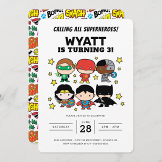 Chibi Justice League Birthday Einladung