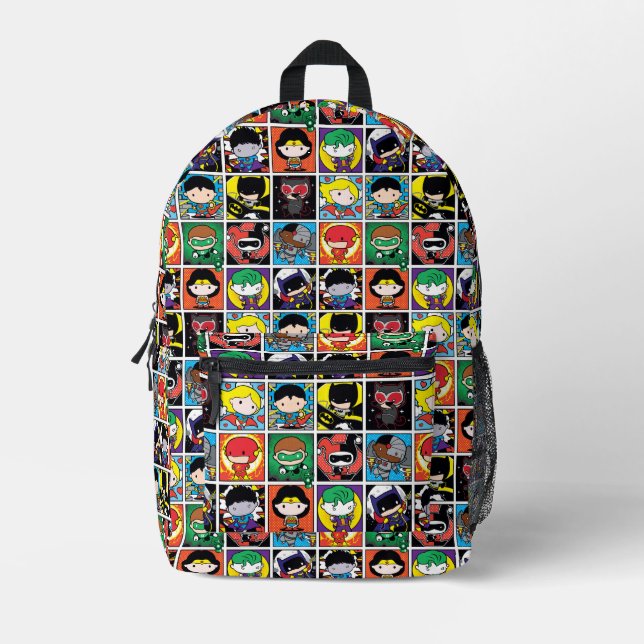 Chibi Justice League Character Pattern Bedruckter Rucksack (Vorderseite)