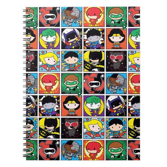 Chibi Justice League Character Pattern Notizblock (Vorderseite)