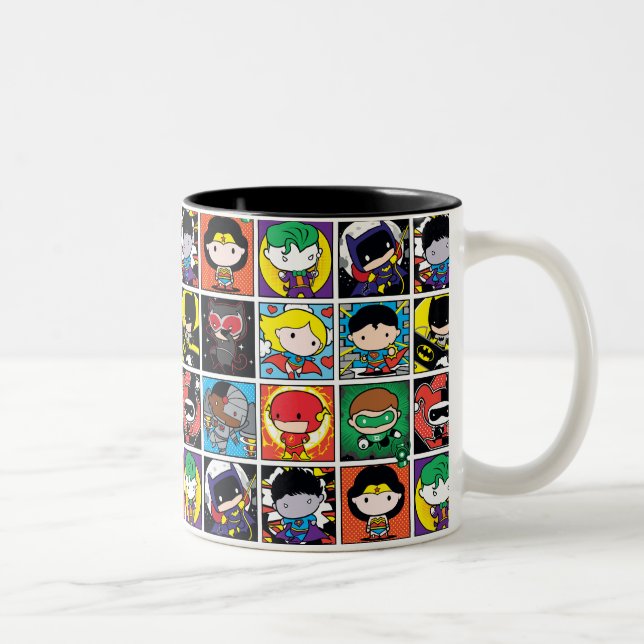 Chibi Justice League Character Pattern Zweifarbige Tasse (Rechts)