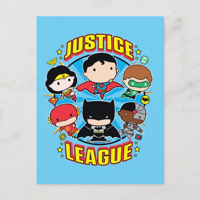 Chibi Justice League Group Postkarte (Vorderseite)