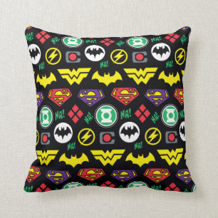 Chibi Justice League Logo Muster Kissen