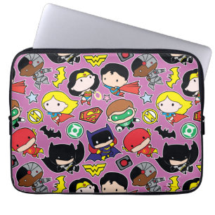 Chibi Justice League Muster auf Lila Laptopschutzhülle
