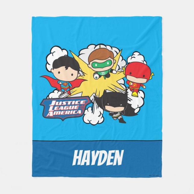 Chibi Justice League of America Explosion Fleecedecke (Vorderseite)