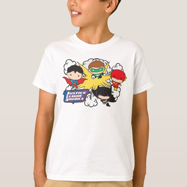 Chibi Justice League of America Explosion T-Shirt (Vorderseite)
