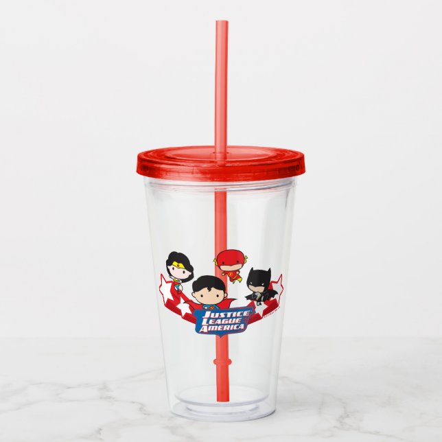 Chibi Justice League of America Stars Acryltrinkbecher (Vorderseite)