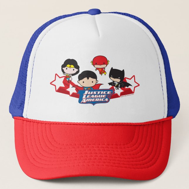 Chibi Justice League of America Stars Truckerkappe (Vorderseite)