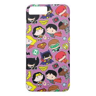 Chibi Justice League Pattern auf Lila Case-Mate iPhone Hülle