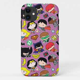 Chibi Justice League Pattern auf Lila Case-Mate iPhone Hülle