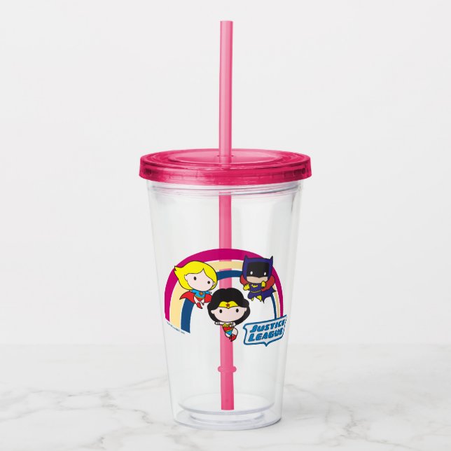 Chibi Justice League Rainbow 2 Acryltrinkbecher (Vorderseite)