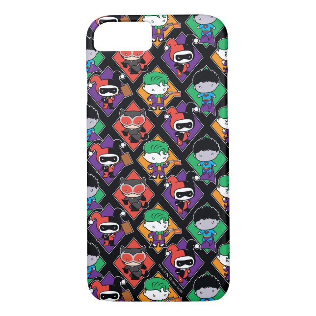 Chibi Justice League Villain Pattern Case-Mate iPhone Hülle (Rückseite)