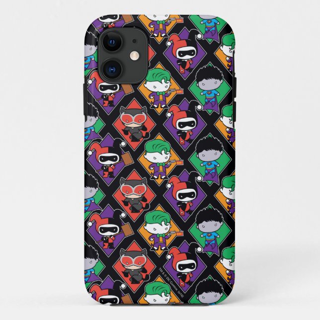 Chibi Justice League Villain Pattern Case-Mate iPhone Hülle (Rückseite)