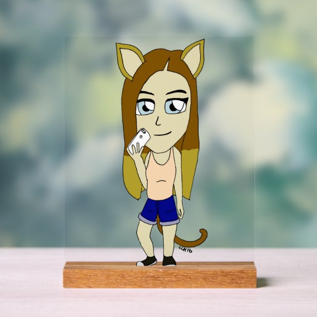 Chibi-Katze-Mädchen Acrylschild (Neutral)