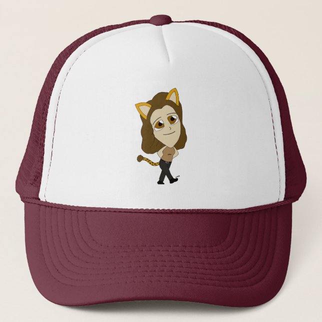 Chibi-Katzenmädchen Truckerkappe (Vorderseite)
