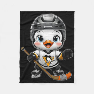 Chibi Kawaii Cartoon Pinguin Hockeyspieler Eishock Fleecedecke