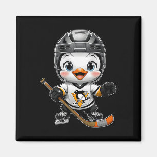 Chibi Kawaii Cartoon Pinguin Hockeyspieler Eishock Magnet