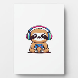 Chibi Kawaii Faultier Gamer � Süßes Lustiges Tier  Fotoplatte