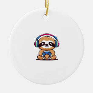 Chibi Kawaii Faultier Gamer � Süßes Lustiges Tier  Keramik Ornament
