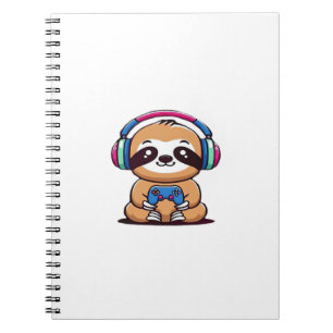 Chibi Kawaii Faultier Gamer � Süßes Lustiges Tier Notizblock