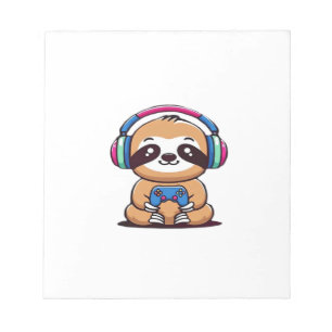 Chibi Kawaii Faultier Gamer � Süßes lustiges Tier Notizblock