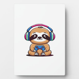 Chibi Kawaii Sloth Gamer � Cute Funny Animal with  Fotoplatte