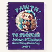 Chibi Kawaii Sloth Name School Grade Learning Aids