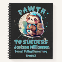 Chibi Kawaii Sloth Name School Grade Learning Aids